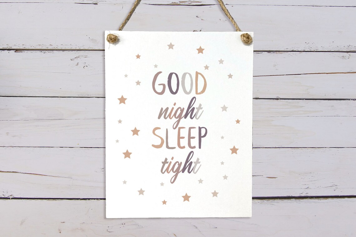 Good Night Sleep Tight Nursery Bedtime Stars Quote Wall Poster - Image 2