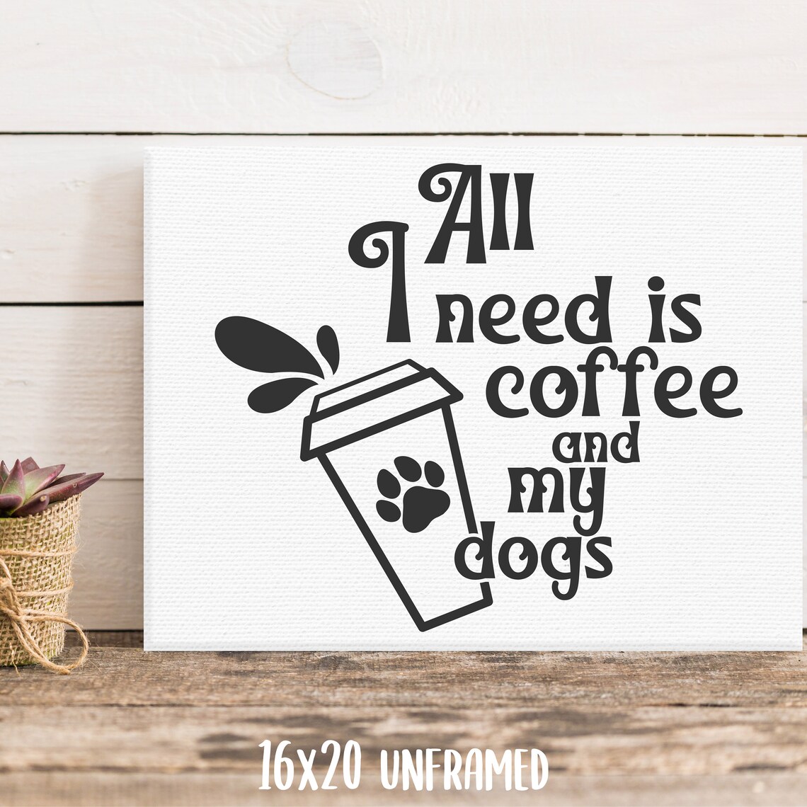 Coffee And Dogs Funny Farmhouse Art Print - Image 3