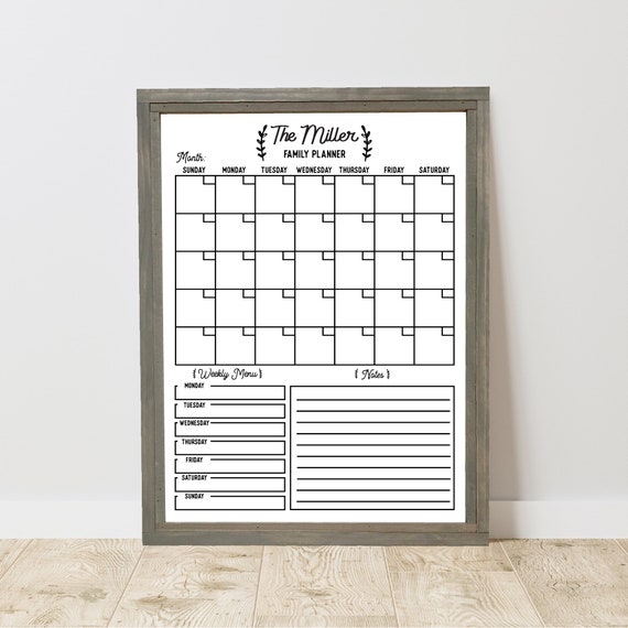 Customizable Whiteboard Calendar, Family Planner