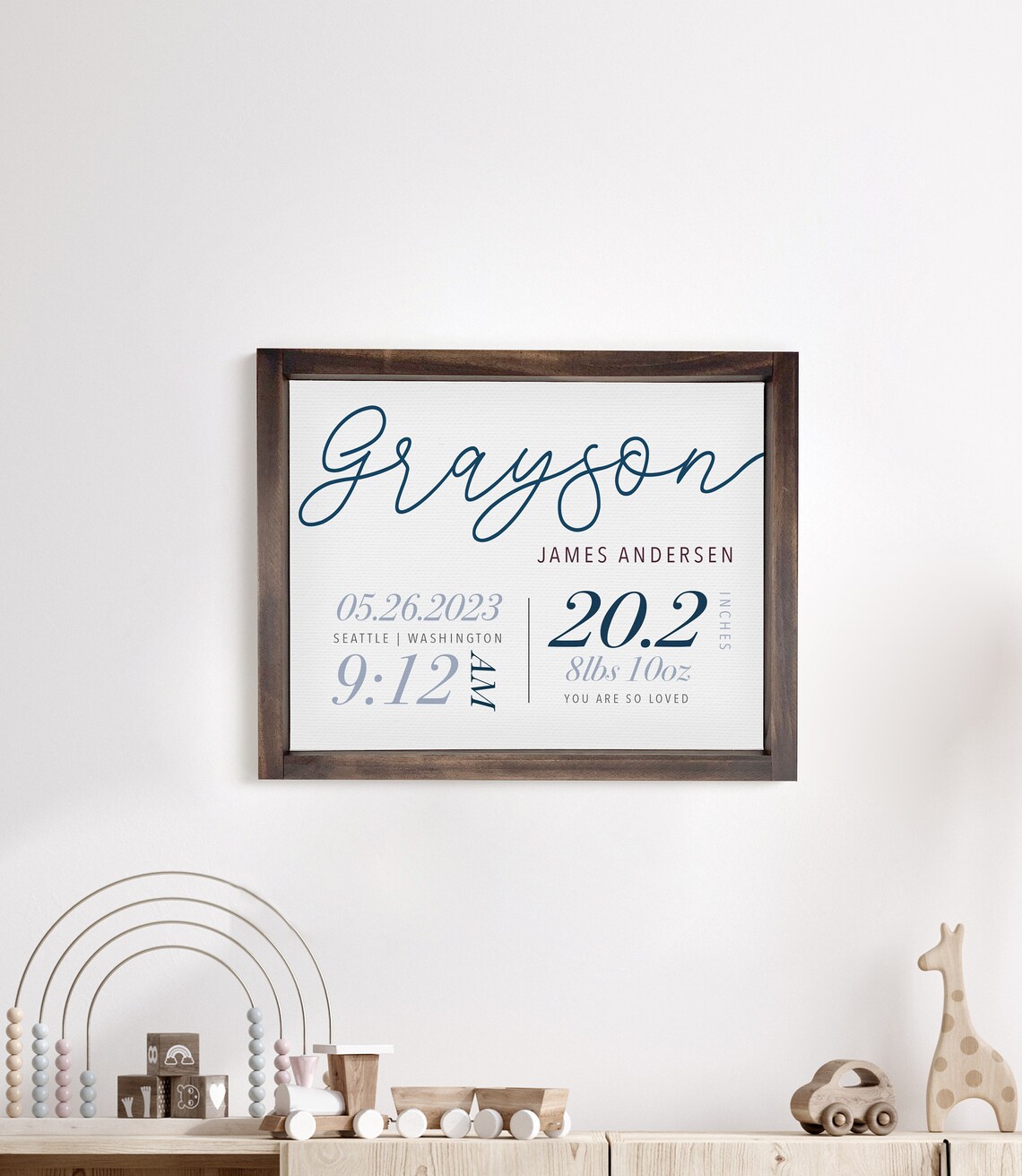 Birth Stats Custom Nursery Art Print, Baby Name Date - Image 3