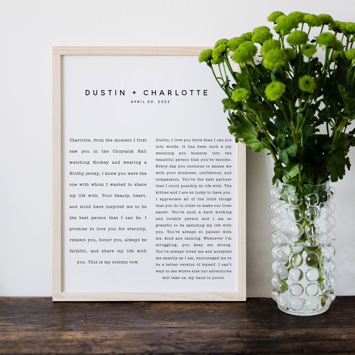 Our Vows Custom Names Dates Wedding Art Print - Image 3