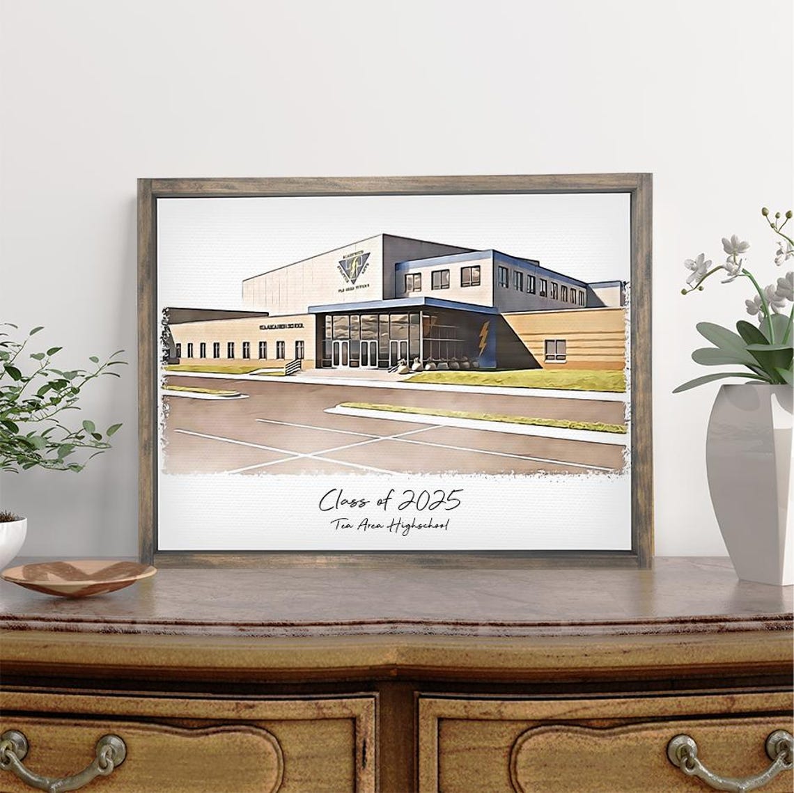 Class of 2025 Custom High School Building Print Graduation Gift