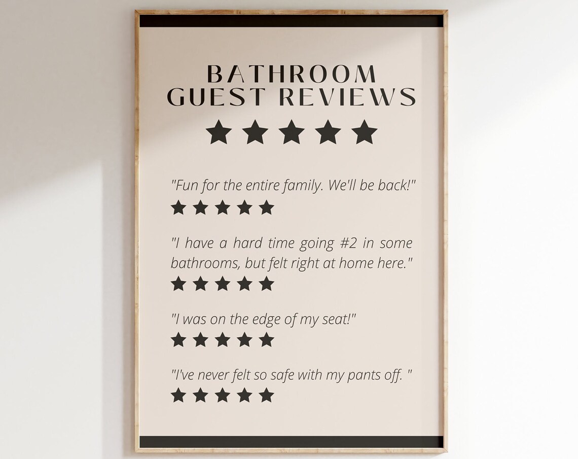 Bathroom Guest Reviews Funny 5-Star Rating Poster