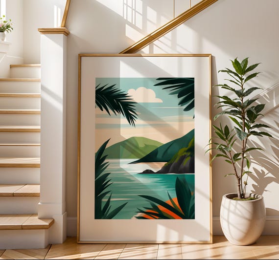 Tropical Beach Art Print Modern Landscape Wall Decor