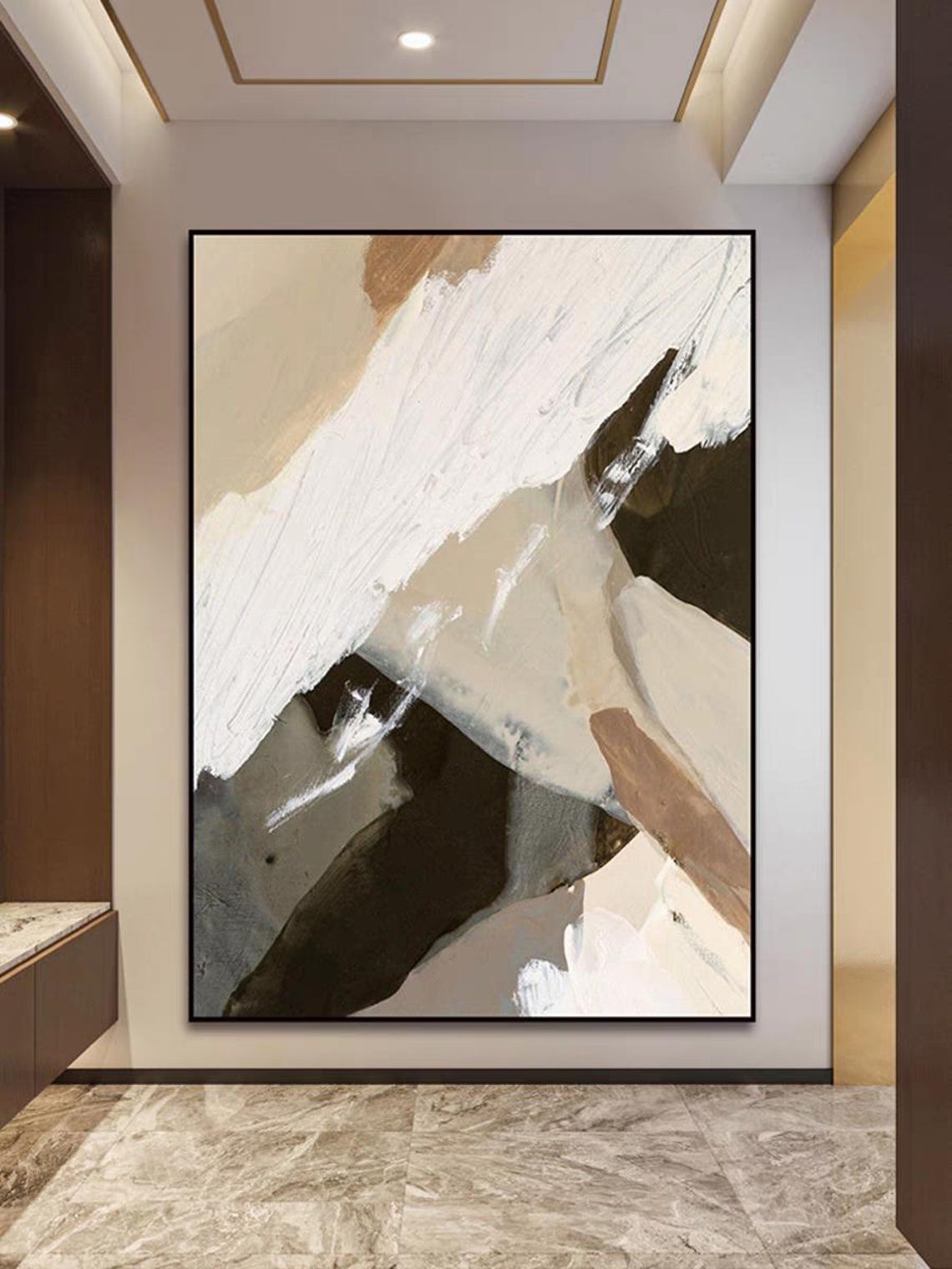 Beige Brown Gray Warm Brushstroke Abstract Modern Decor Poster - Image 3