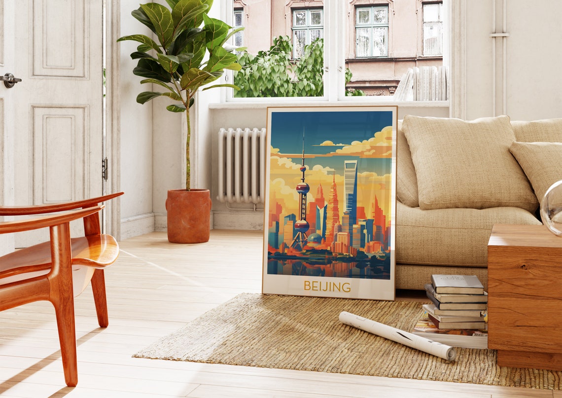 Shanghai Oriental Pearl Tower Skyline Labeled Beijing Poster - Image 4