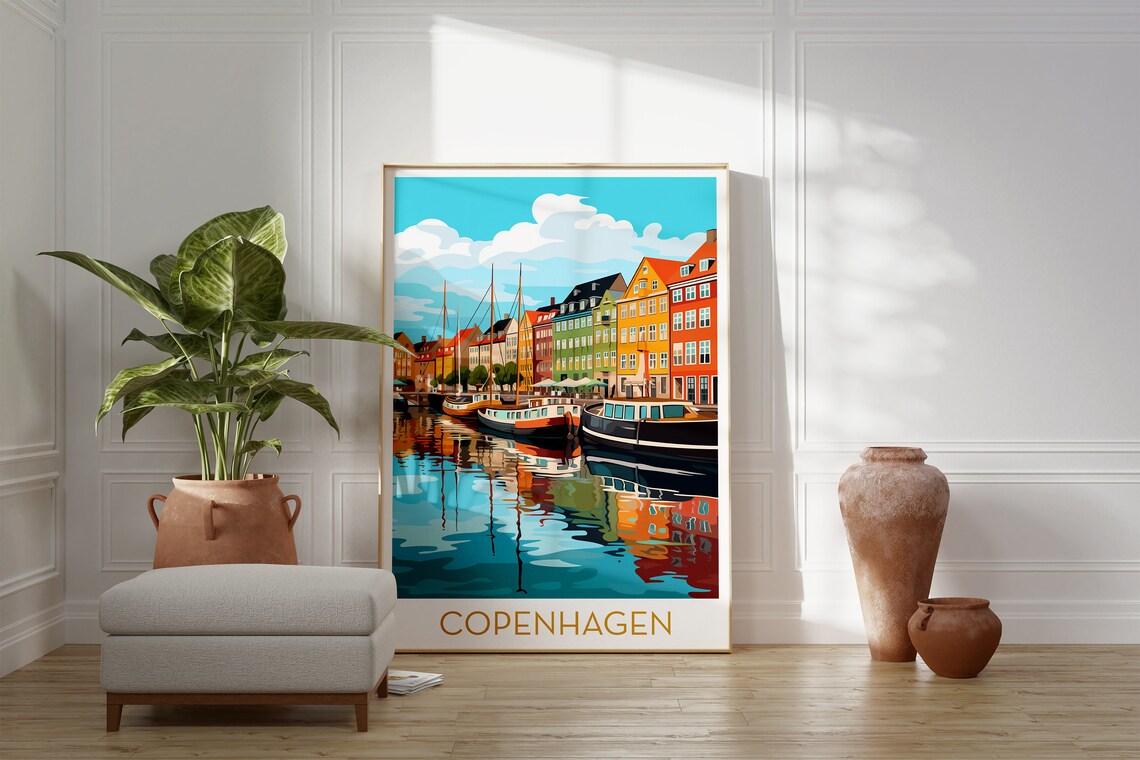 Copenhagen Nyhavn Harbor Colorful Waterfront Houses Travel Poster - Image 2