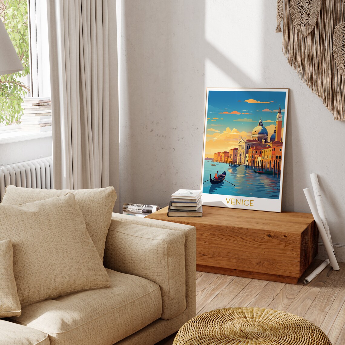Venice Italy Grand Canal Poster with a Gondola at Golden Hour - Image 3
