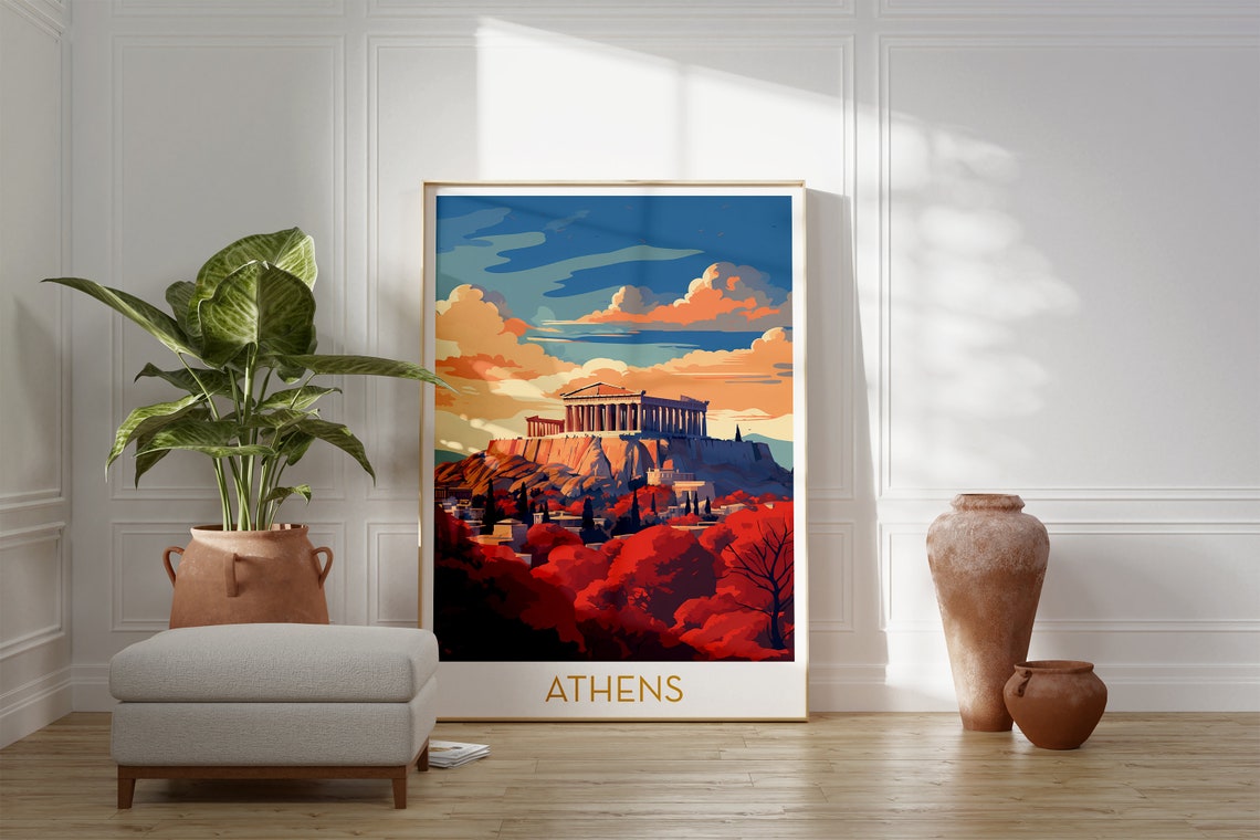 Athens Greece Acropolis Parthenon Sunset Golden Travel Poster - Image 2