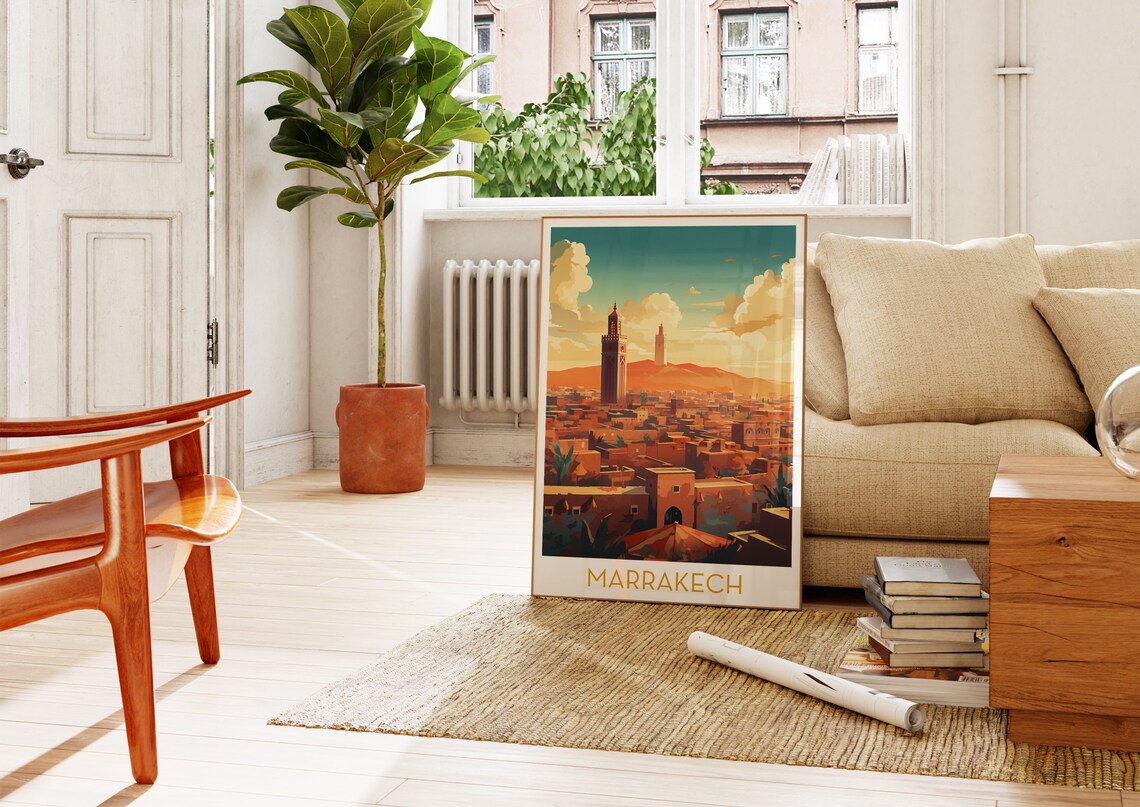 Marrakesh Travel Poster Printable Morocco Wall Decor Print Maximal Mid Century Modern Wall Hanging Eclectic Gallery Wall - Image 4