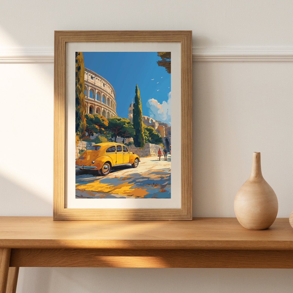 Pula Croatia Arena Amphitheater Vintage Car Illustrated Poster - Image 2