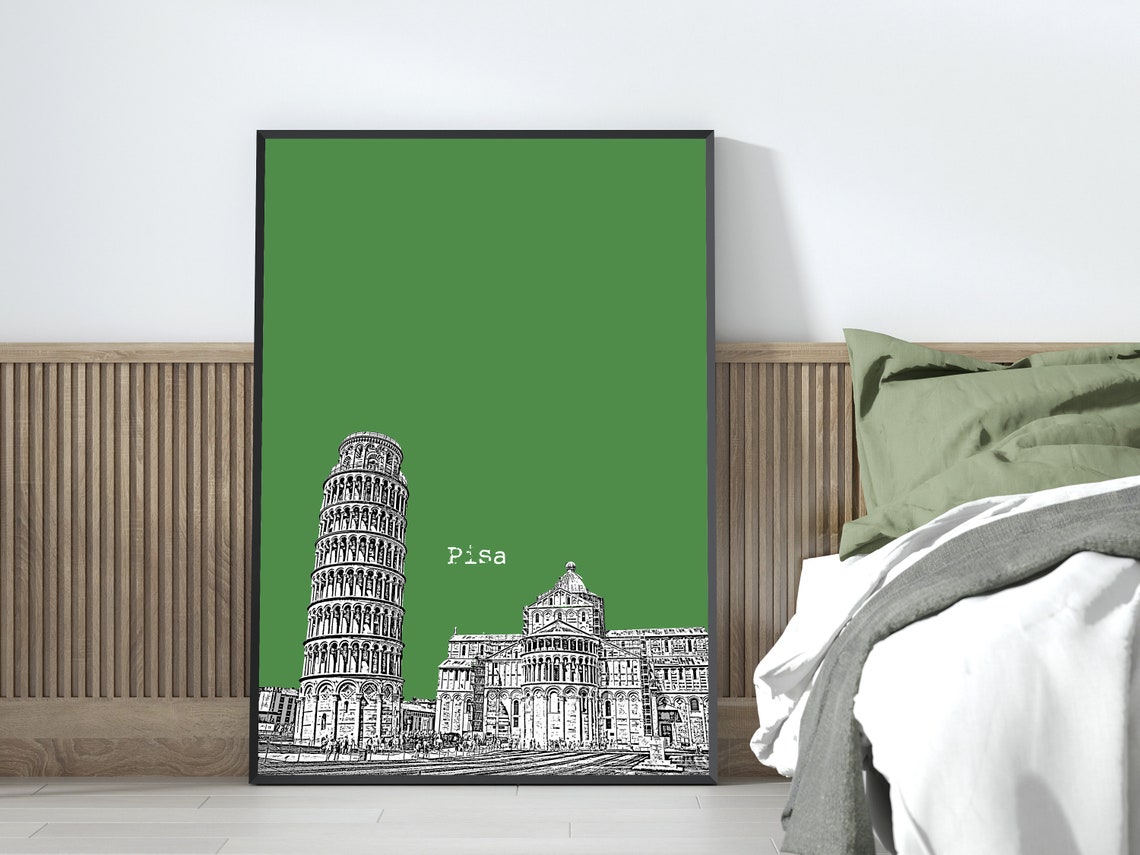 Pisa Italy Leaning Tower Color Block Poster With Custom Sky Color - Image 3