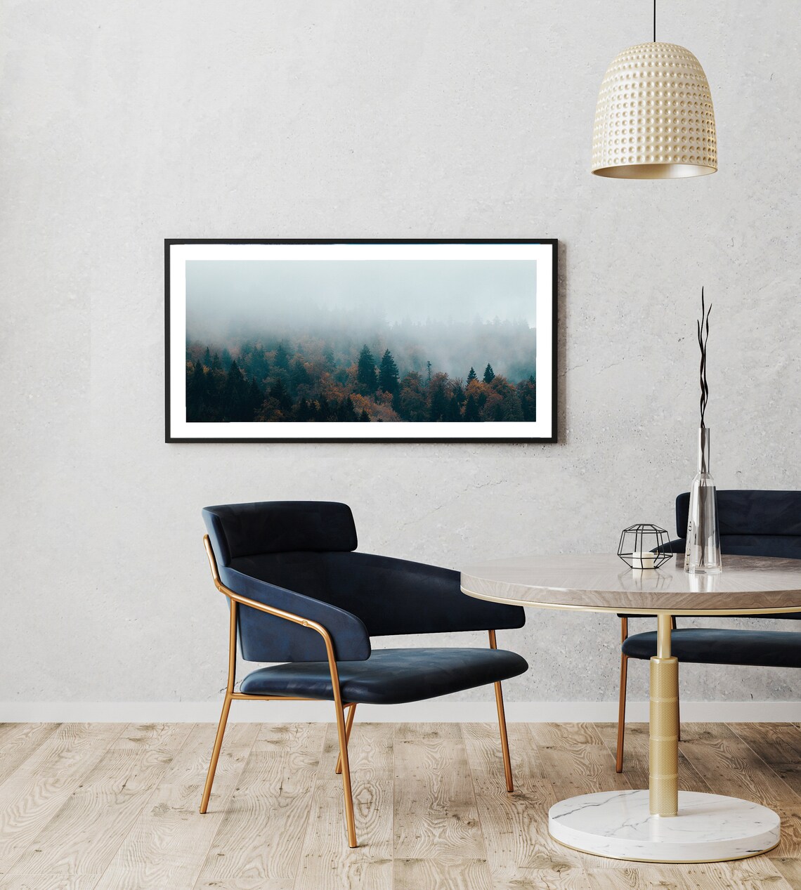 Misty Autumn Forest Fog Layers Horizontal Landscape Photography Poster - Image 4