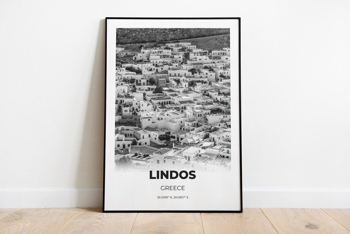 Lindos Travel Poster, Rhodes Island Greece