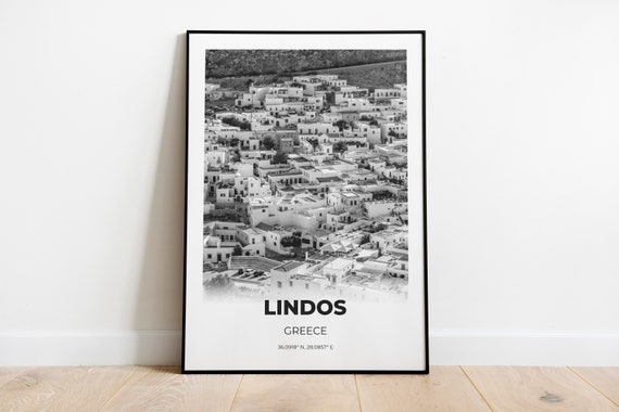 Lindos Travel Poster, Rhodes Island Greece