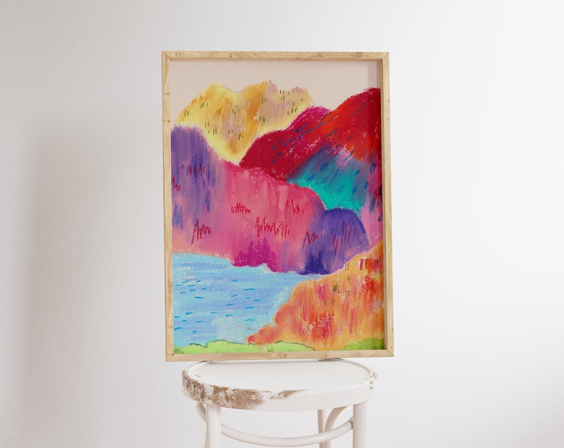 Abstract Mountain Scenery Colorful Wall Art Print