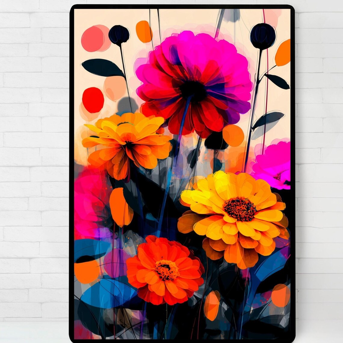 Orange Blossom Bold Abstract Poppy Bright Floral Pop Art Poster