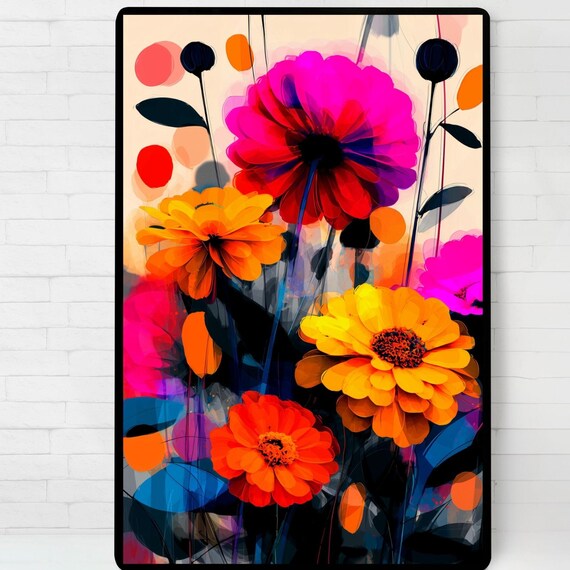 Orange Blossom Bold Abstract Poppy Bright Floral Pop Art Poster