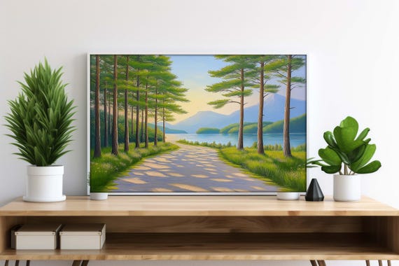 Oil Painting Serene Soul Landscape Misty Green Forest Wall Art Foggy Morning Nature Print Home Decor Ready To Hang Art