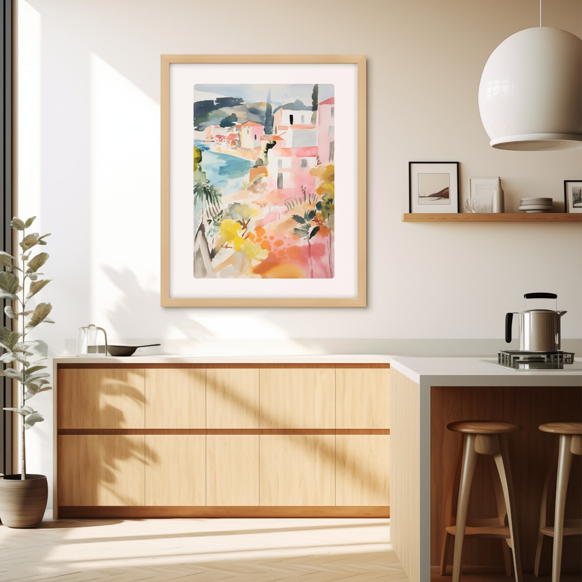 Naxos Greece Island Seaside Village Watercolor Travel Poster - Image 3
