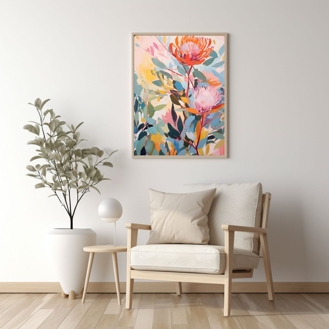 Australian Protea Wildflower Painterly Botanical Floral Poster - Image 2