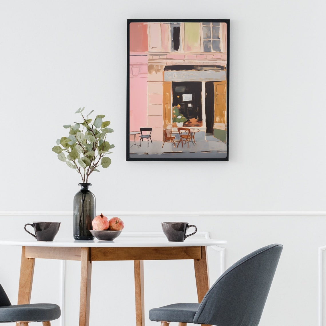 Pink Parisian Cafe Storefront Terrace Scene Watercolor Poster - Image 3