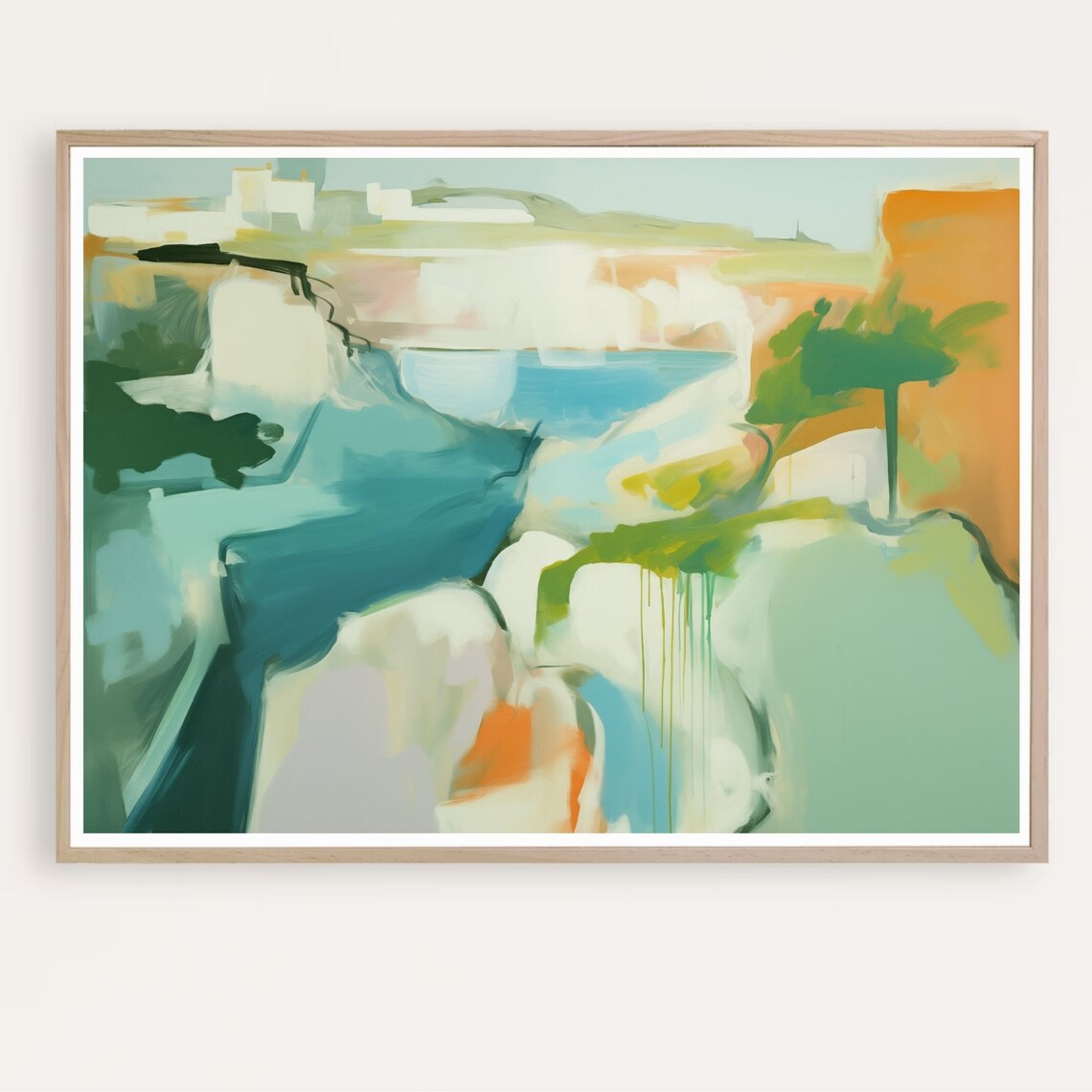 Colorful Mediterranean Watercolor Abstract Seascape Art Print