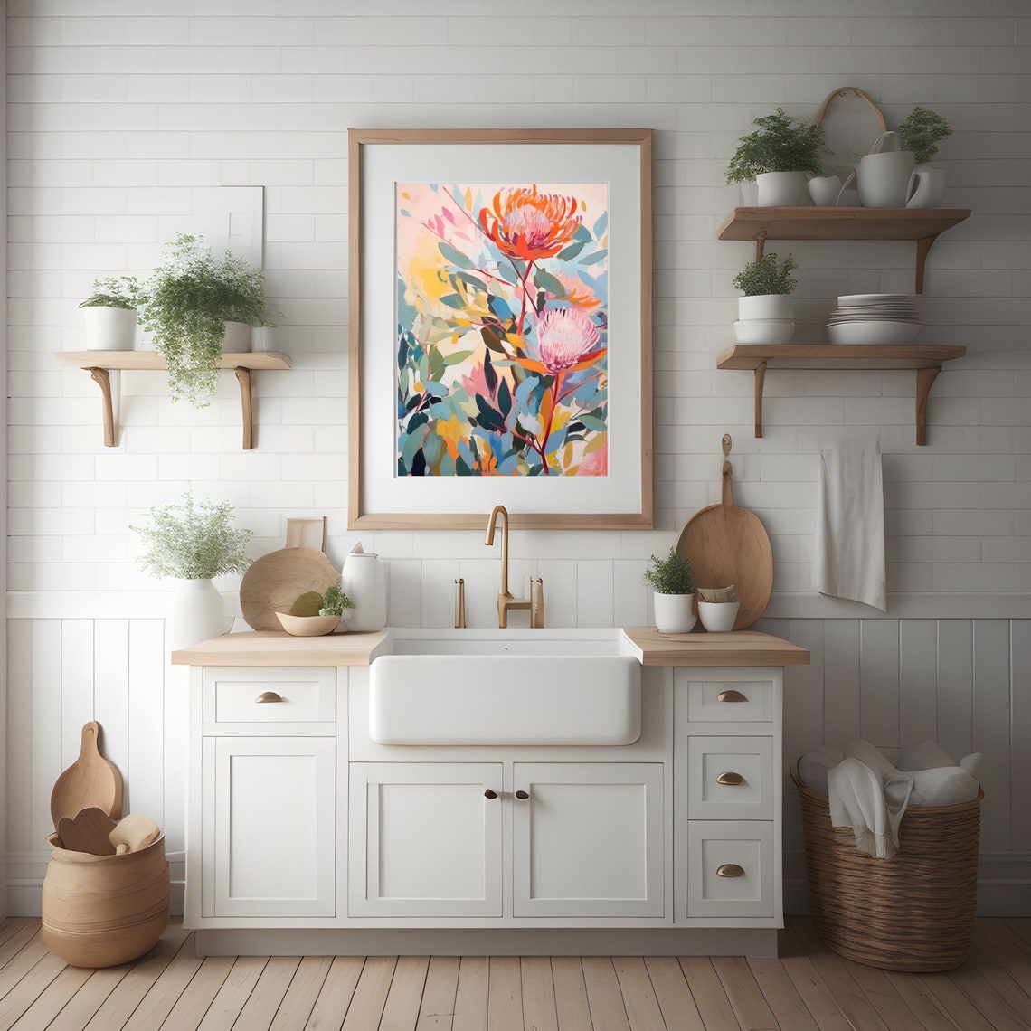 Australian Protea Wildflower Painterly Botanical Floral Poster - Image 3
