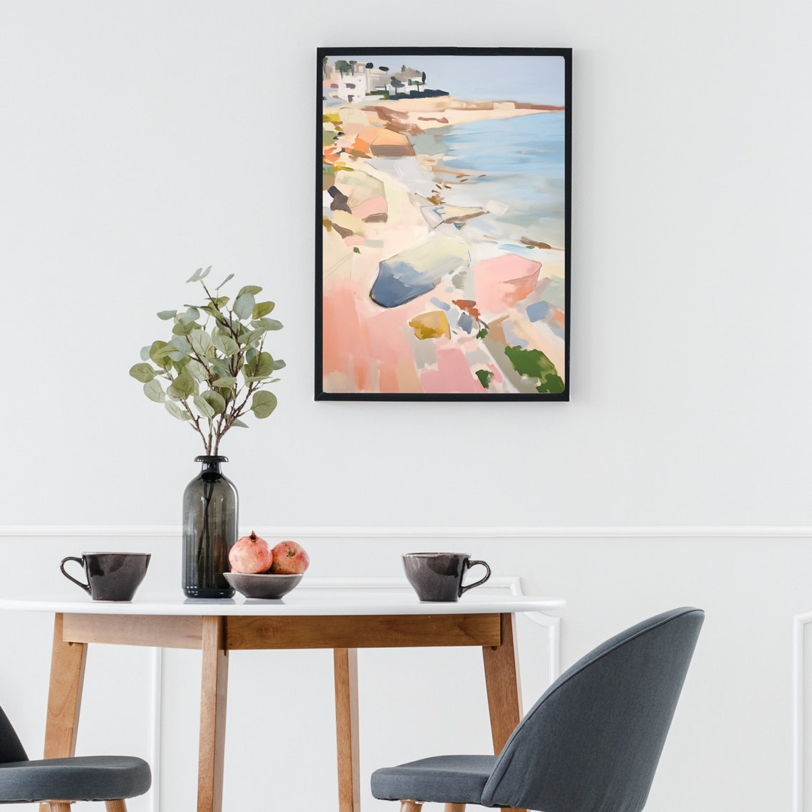 Pastel Abstract Coastal Beach Shoreline Soft Watercolor Poster - Image 3