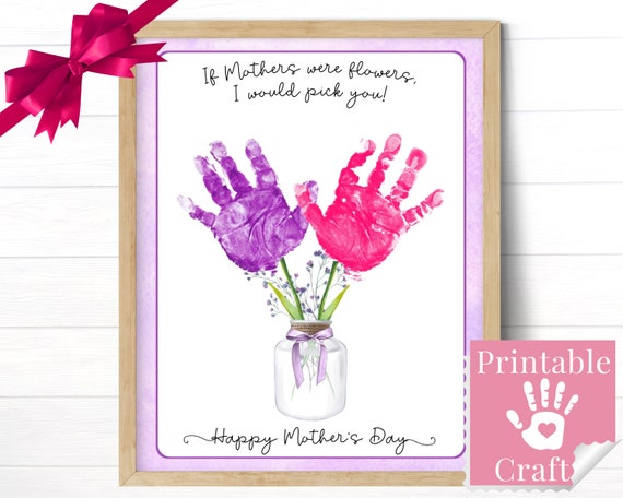Mother's Day Handprint Flowers Bouquet Art Print