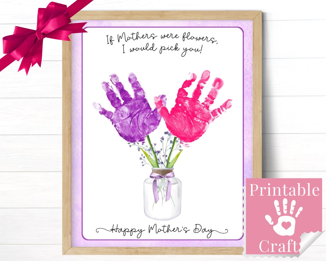 Mother's Day Handprint Flowers Bouquet Art Print