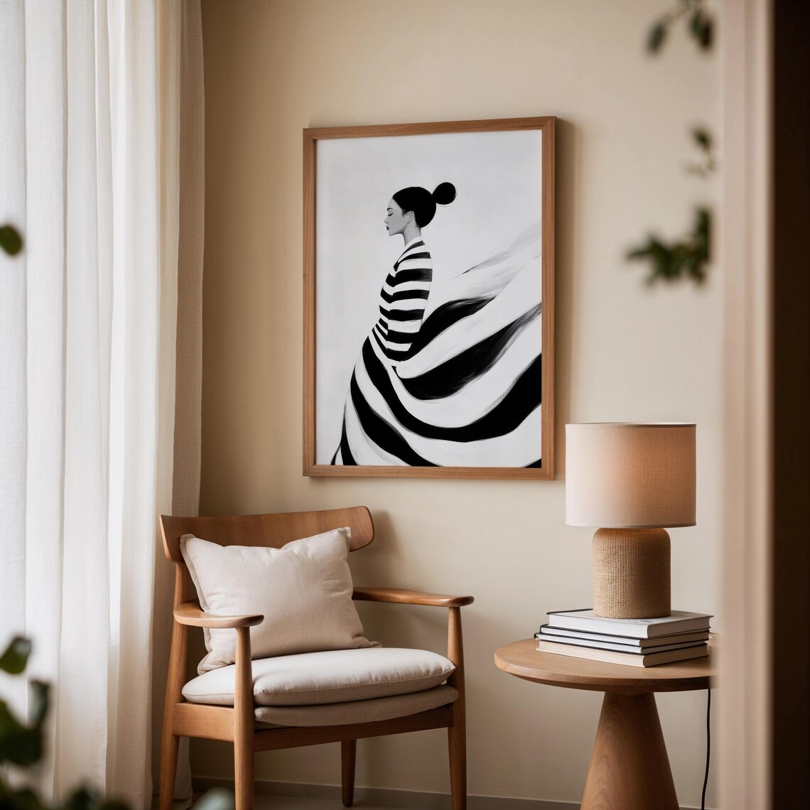 Minimalist Black and White Woman Portrait Art Print - Image 2