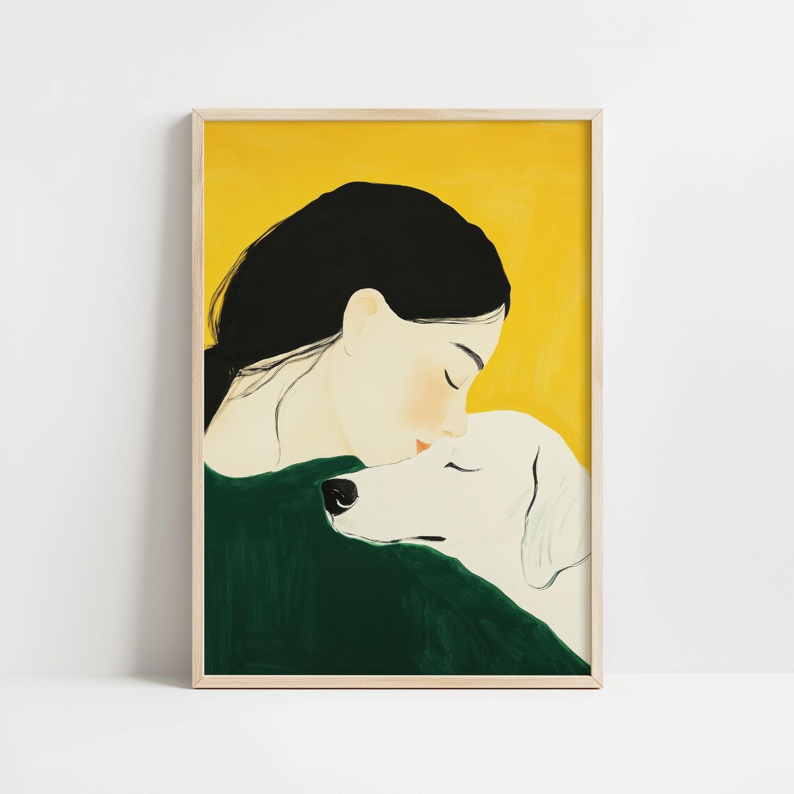 Warm Hug Dog Minimalist Portrait Art Print