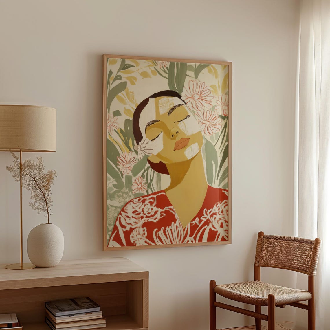 Dreamy Floral Woman Portrait, Botanical Boho Art Print - Image 2