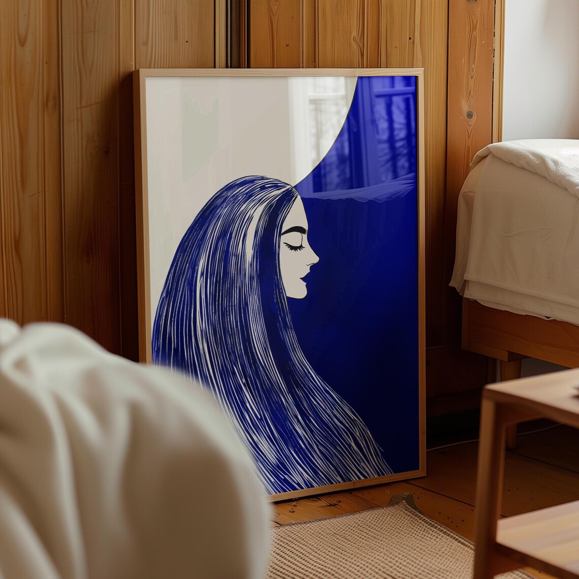 Cobalt Blue Woman With Flowing Hair And Midnight Disc Poster - Image 2