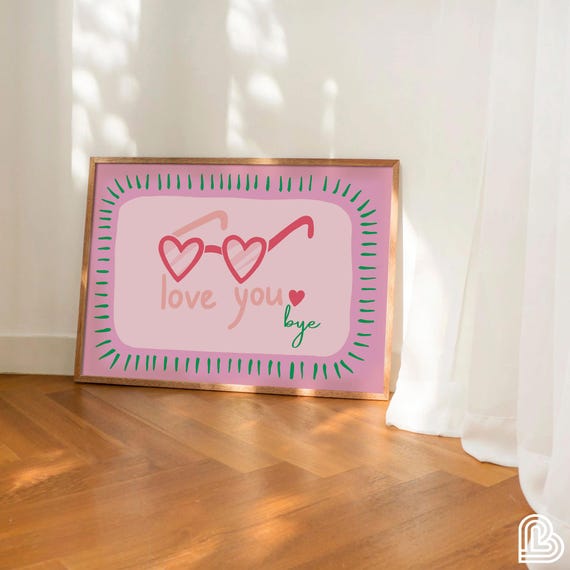 Horizontal Love You Bye Retro Art Print