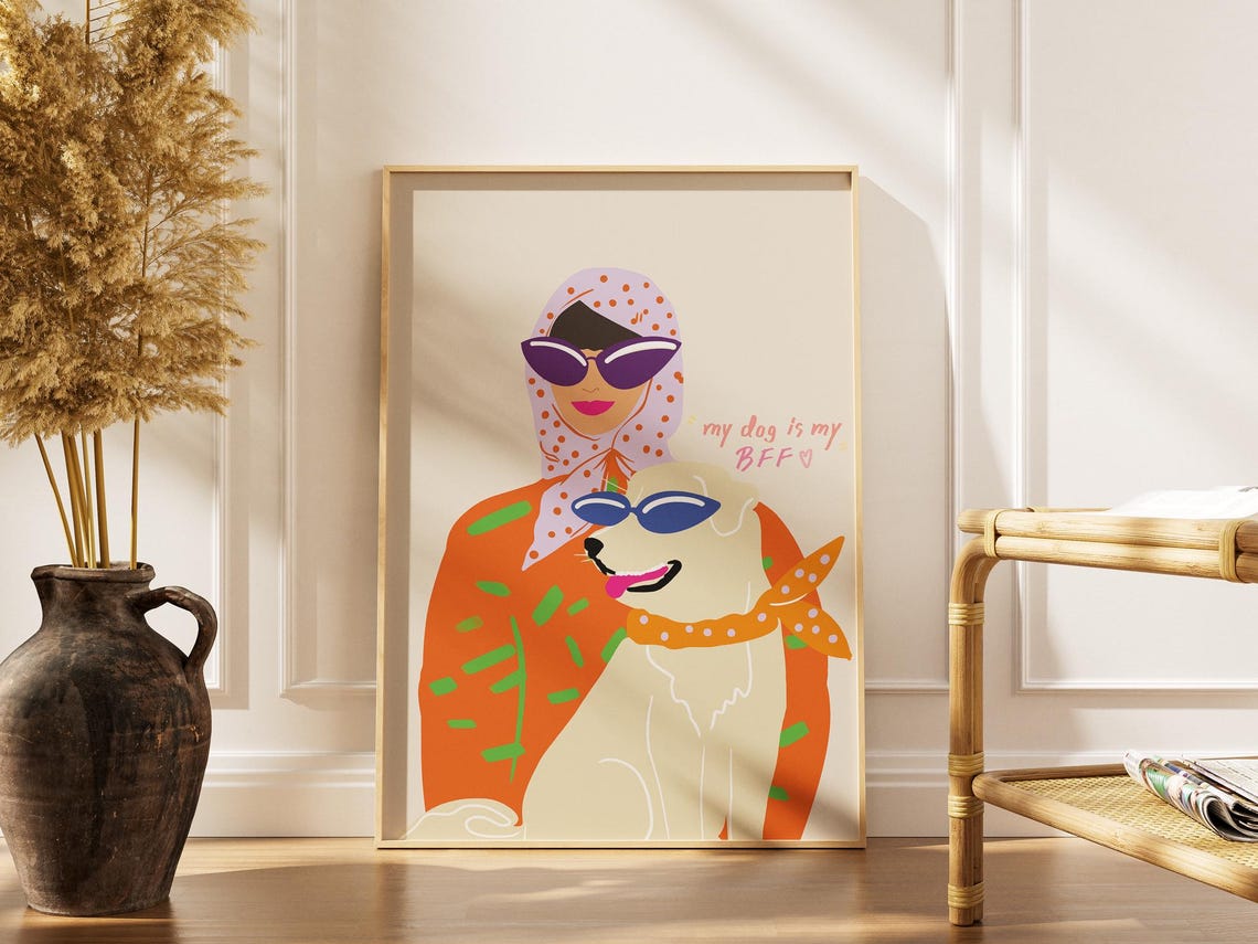 My Dog Is My BFF Woman Sunglasses Labrador Colorful Pop Art Poster
