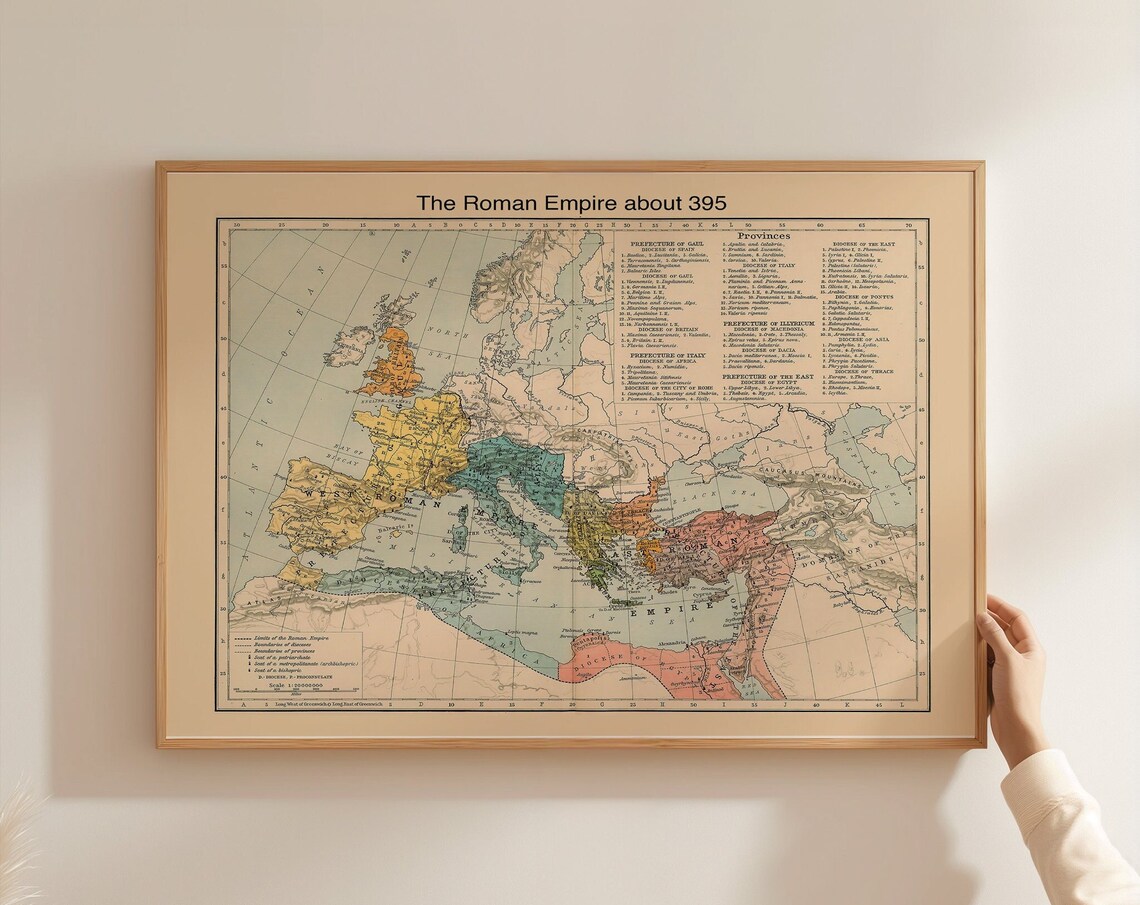 Roman Empire Map Poster, Ancient Rome Provinces
