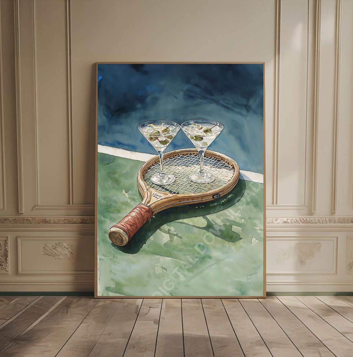 Vintage Tennis Print, Country Club Cocktail Poster