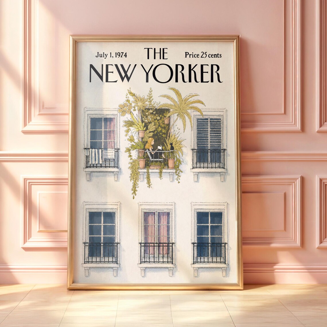 The New Yorker July 1974 Parisian Plant Balcony Apartment Wall Print