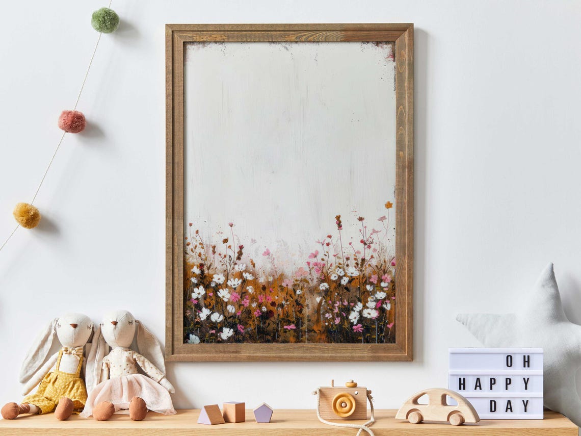 Rustic Wildflower Meadow Pink Blooms Watercolor Botanical Print - Image 5