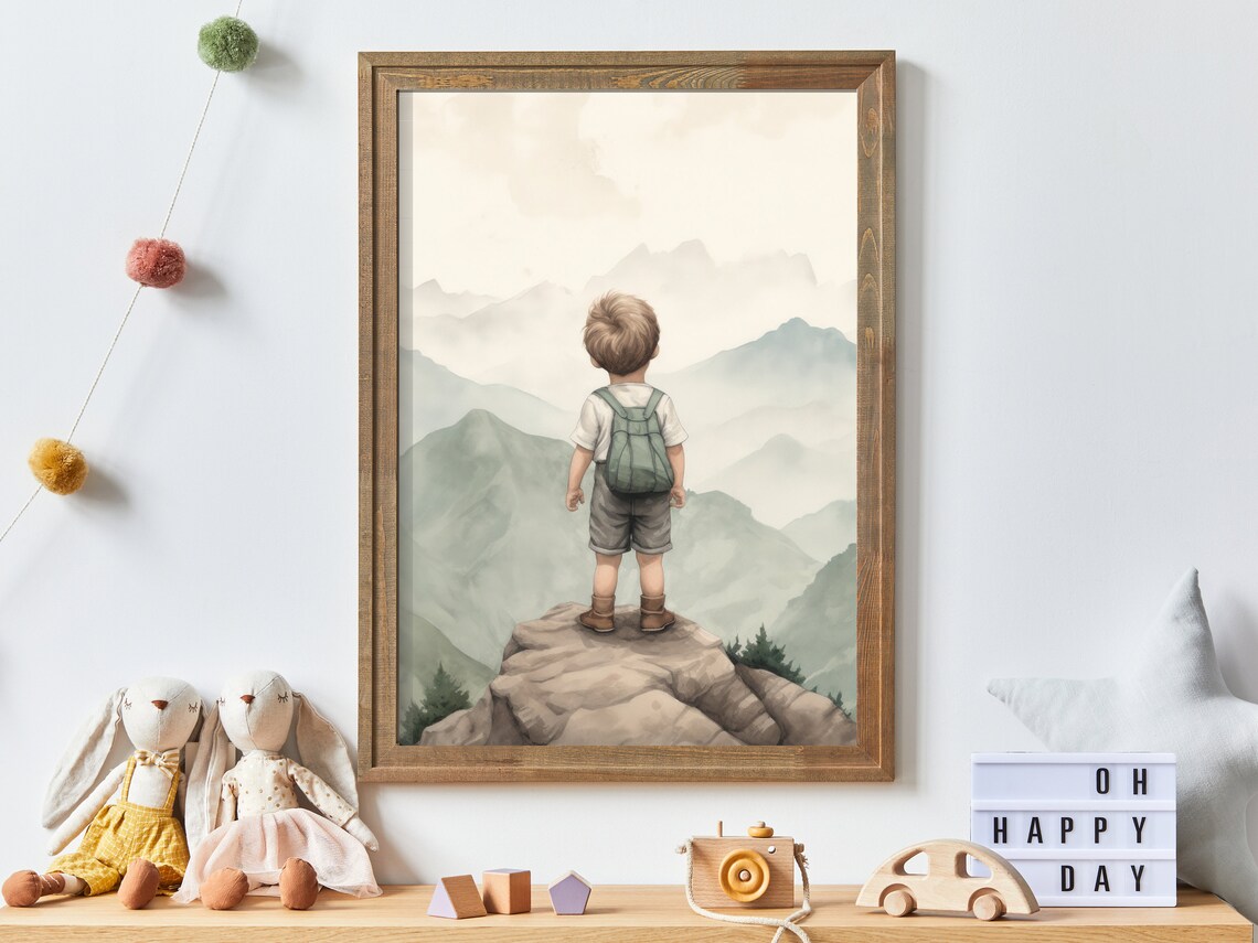 Adventure Toddler Mountain Nursery Art Print