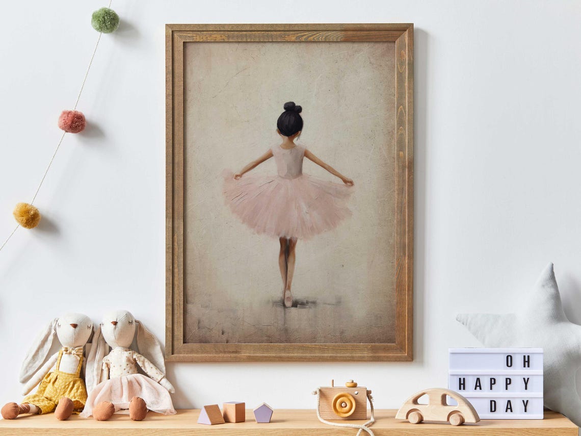 Ballet Nursery Art Ballerina Nursery Decor Pink Girls Room Ballet Dancer Painting Ballerina Print Girl Wall Art