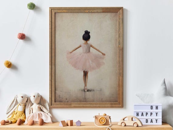 Ballet Nursery Art Ballerina Nursery Decor Pink Girls Room Ballet Dancer Painting Ballerina Print Girl Wall Art