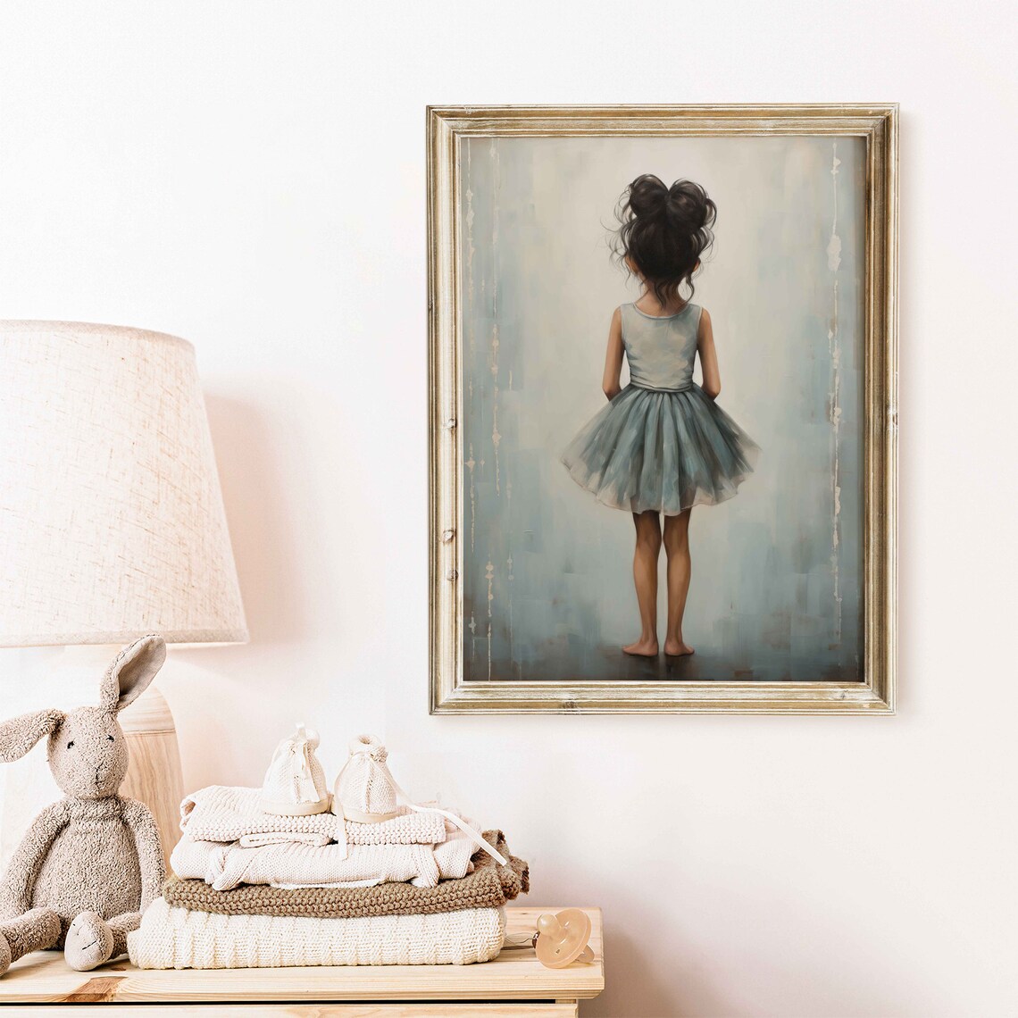 Little Ballerina In A Blue Grey Tutu Viewed From Behind Ballet Poster - Image 2