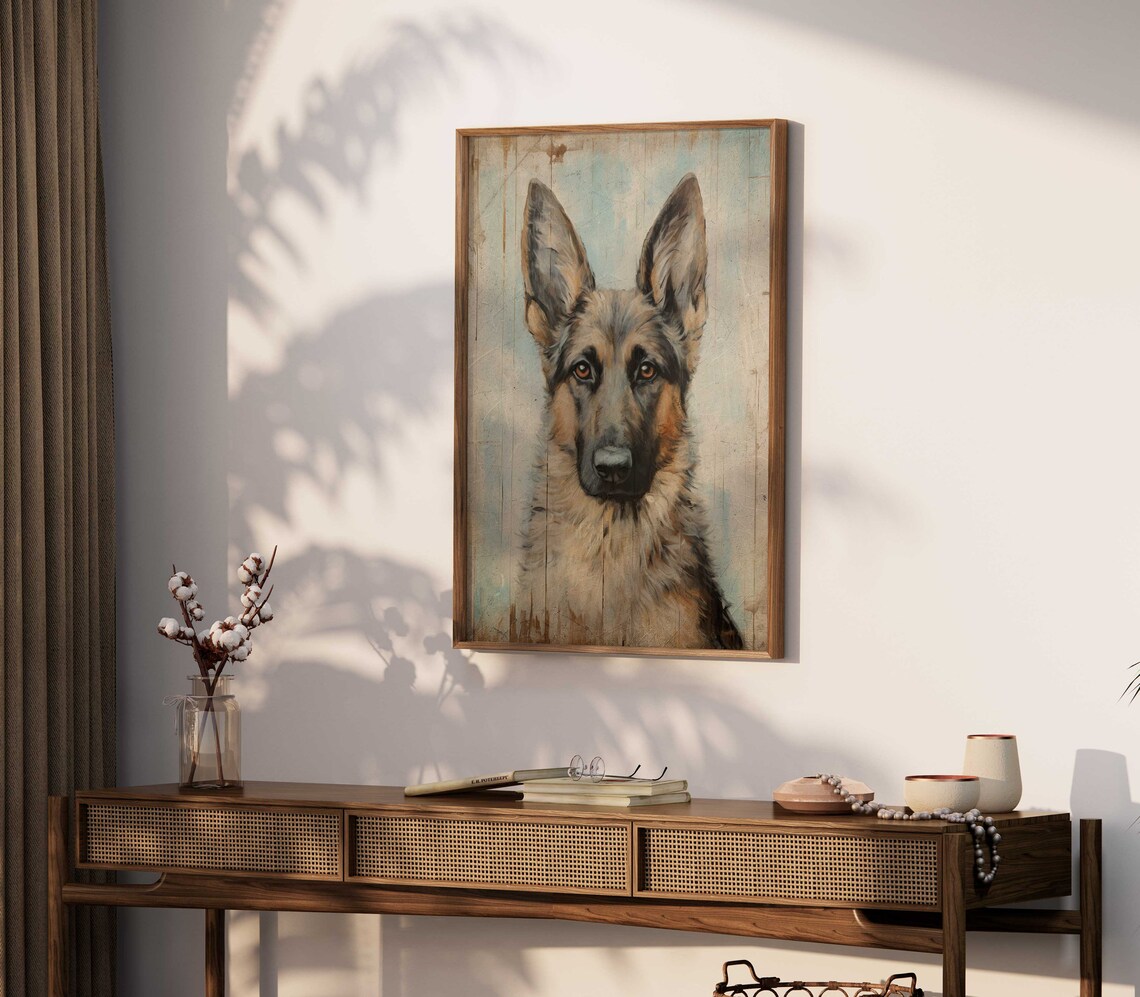 German Shepherd Vintage Dog Art Print, Farmhouse Decor - Image 2