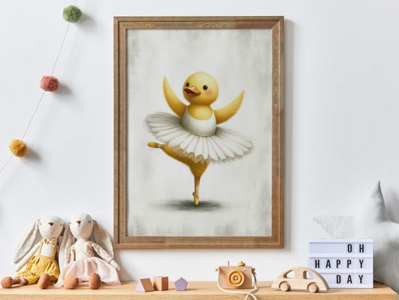 Baby Duck Nursery Decor Yellow Duck Print Whimsical Nursery Art Funny Duck Art Dancing Duck Duck Ballerina Duck Decor Kids