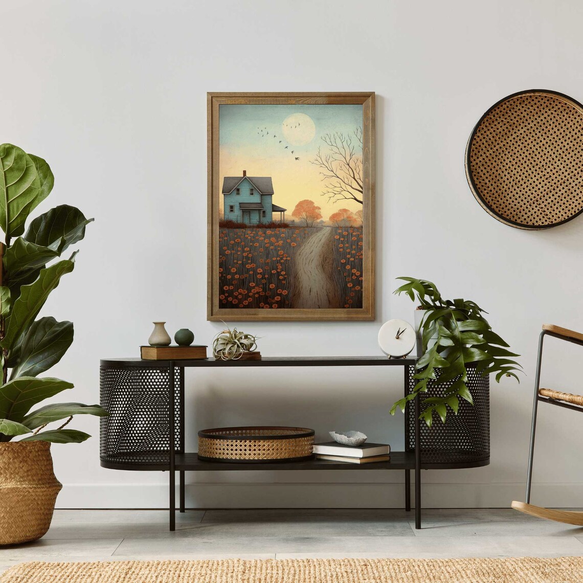 Countryside Landscape Art Print, Rustic Country House - Image 3