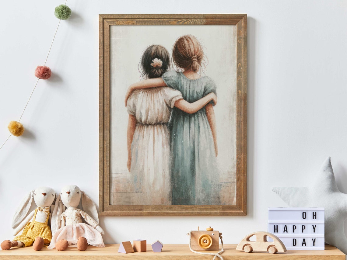 Sister Wall Art Bff Best Friends Wall Ar Sisterhood Art Sister Painting Best Friends Print Girls Room Decor Girl Wall Art