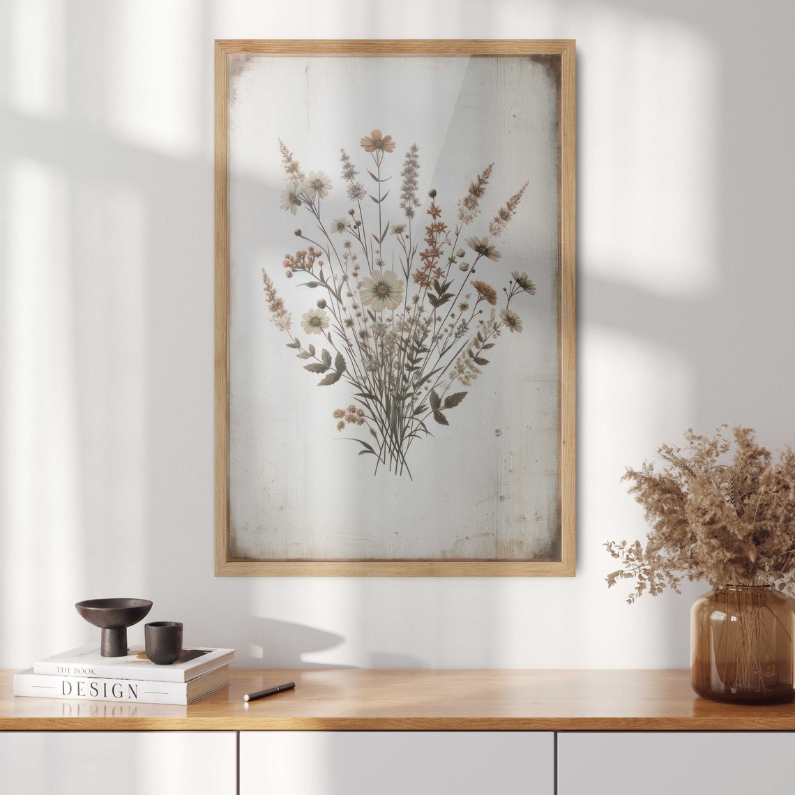 Rustic Wildflower Bouquet on a Distressed Vintage Wood Poster - Image 2